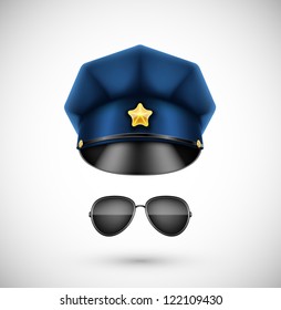 Police accessories (hat and glasses). Eps 10