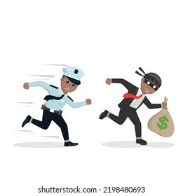 Police african Catch The thief design character on white background