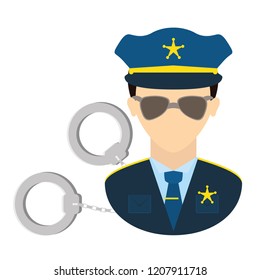 police agent with handcuffs