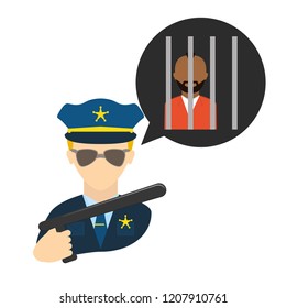 police agent thinkin in bandit in jail