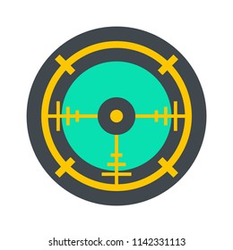 Police aim radar icon. Flat illustration of police aim radar vector icon for web isolated on white