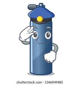 Police air tank diving in cartoon shape