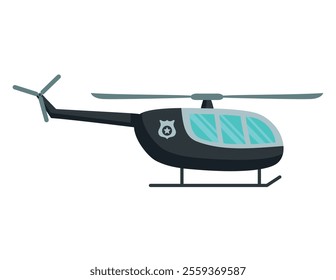 police air vehicle black helicopter isolated