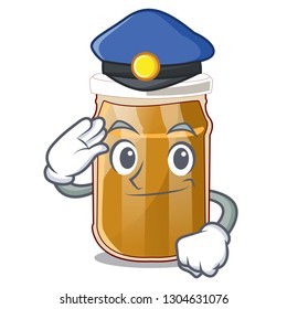Police almond butter in a character jar