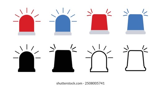 Police, ambulance or other municipal service siren, flashers siren in red and blue color vector illustration.