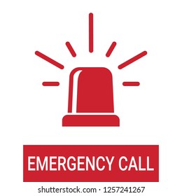Police Or Ambulance Red Flasher Siren, Emergency Call Isolated On A White Background. Vector Icon Illustration. Unique Pattern Design For Brochures, Web, Printed Materials, Logos