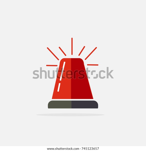 Police or ambulance red flasher siren\
logo. Flat style with line scatter\
rays.Vector\
\
