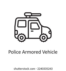 Police armored vehicle Vector Outline Icon Design illustration. Law Enforcement Symbol on White background EPS 10 File
