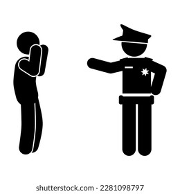 police arrest criminals. Policeman icon. Simple illustration of policeman vector. criminals in prison
