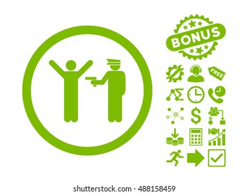 Police Arrest icon with bonus pictures. Vector illustration style is flat iconic symbols, eco green color, white background.