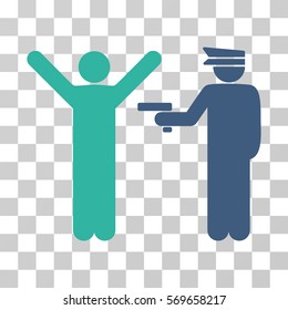 Police Arrest icon. Vector illustration style is flat iconic bicolor symbol, cobalt and cyan colors, transparent background. Designed for web and software interfaces.