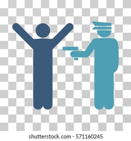 Police Arrest icon. Vector illustration style is flat iconic bicolor symbol, cyan and blue colors, transparent background. Designed for web and software interfaces.