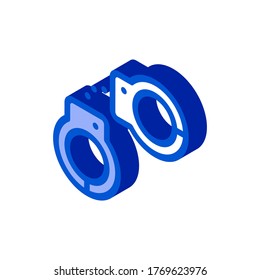 Polizei-Festnahme Ironen Symbol Vektorgrafik. Isometrische Polizeichronen für Polizeigewahrsam. farbige einzelne Symbolillustration