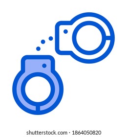 Polizei-Festnahme Ironen Symbol Vektorgrafik. Leitlinie für Polizeiverhaftungen Illustration des isolierten Stumpfsymboles