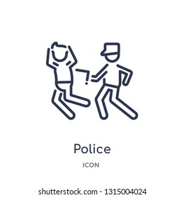 police arresting man icon from people outline collection. Thin line police arresting man icon isolated on white background.
