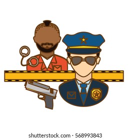 Police Arresting Offender icon image, vector illustration