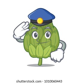 Police artichoke character cartoon style