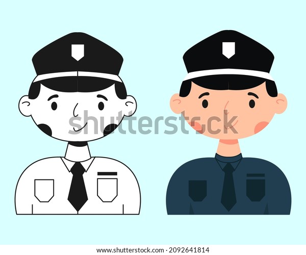 Police avatar in uniform vector illustration.
Officer worker vector