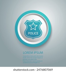 Police badge blue icon in simple style on a white background illustration