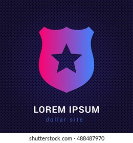 Police Badge Blue & Red colorful gradient attractive bright material Icon / Logo Design