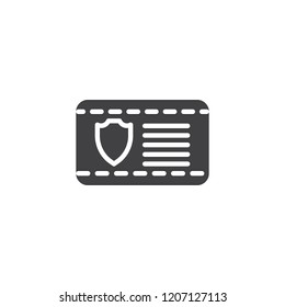 Police badge card vector icon. filled flat sign for mobile concept and web design. Id card simple solid icon. Symbol, logo illustration. Pixel perfect vector graphics