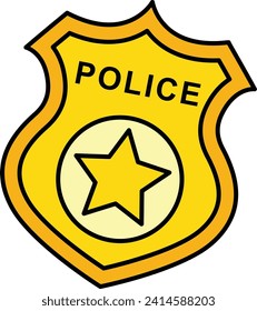 Police Badge Cartoon Colored Clipart Illustration