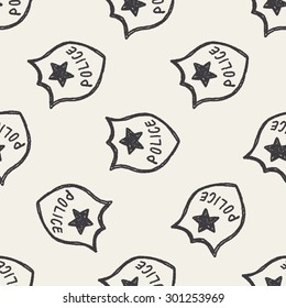 police Badge doodle seamless pattern background