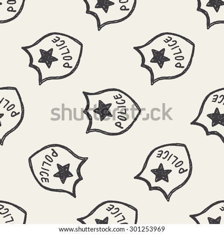 police Badge doodle seamless pattern background