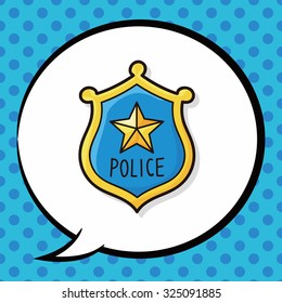 police badge doodle, speech bubble