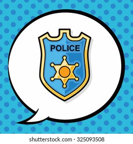 police badge doodle, speech bubble