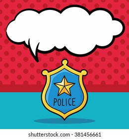police badge doodle, speech bubble