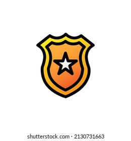Police Badge WIth Filled Line Vector Illustration