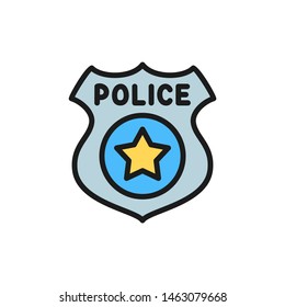 Police badge flat color icon.