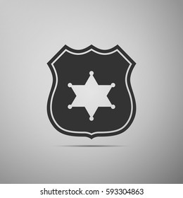 Police badge flat icon on grey background. Vector Illustration