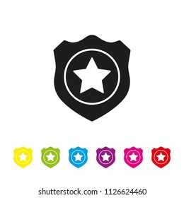 Police badge glyph icon vector. Law enforcement and criminal justice symbol.