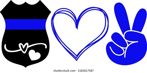 Police Badge With Heart and Peace vector svg
