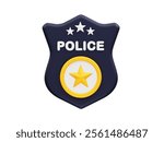 Police badge icon 3d render illustration