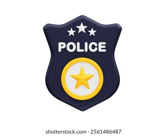 Police badge icon 3d render illustration