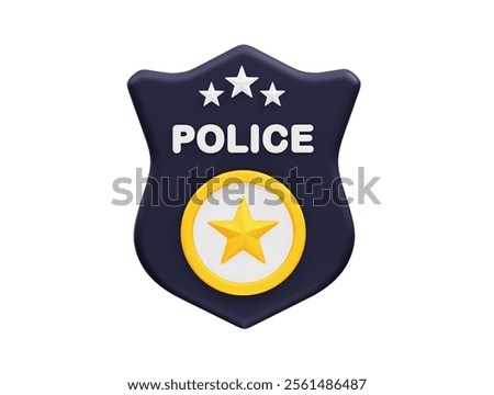 Police badge icon 3d render illustration