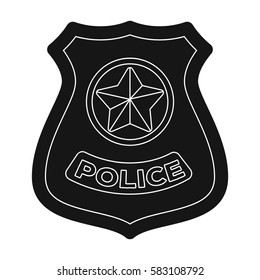 Police badge icon in black style isolated on white background. Police symbol stock vector illustration.