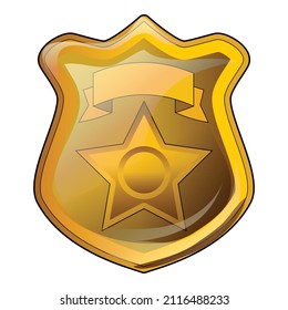 Police badge icon cartoon vector. Officer emblem. Sheriff sign