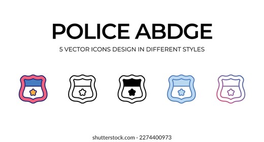 police badge Icon Design in Five style with Editable Stroke. Line, Solid, Flat Line, Duo Tone Color, and Color Gradient Line. Suitable for Web Page, Mobile App, UI, UX and GUI design.