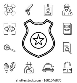Police badge icon. Detailed set of crime investigation icons. Premium quality graphic design. One of the collection icons for websites, web design, mobile app