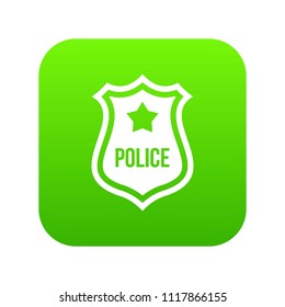 Police badge icon digital green for any design isolated on white vector illustration