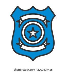 Police Badge Icon. Editable Bold Outline With Color Fill Design. Vector Illustration.