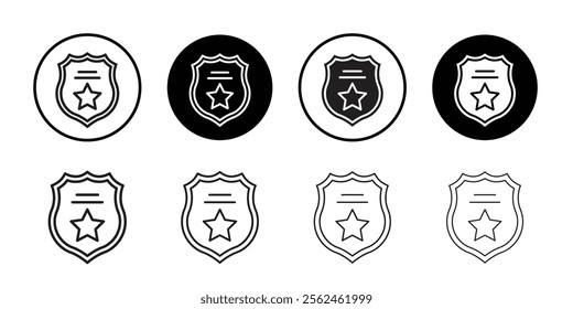 Police badge icon Flat art in black and white isolated