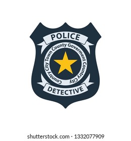 Police badge icon. Flat color design. Vector illustration.