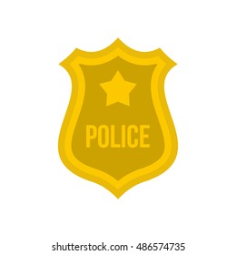 Police badge icon in flat style isolated on white background. Emblem symbol vector illustration