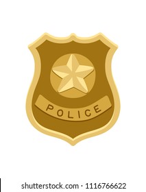 Police Badge Icon Isolated On White Background, Vector Illustration