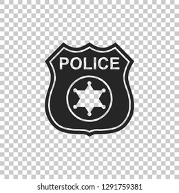 Police badge icon isolated on transparent background. Sheriff badge sign. Flat design. Vector Illustration